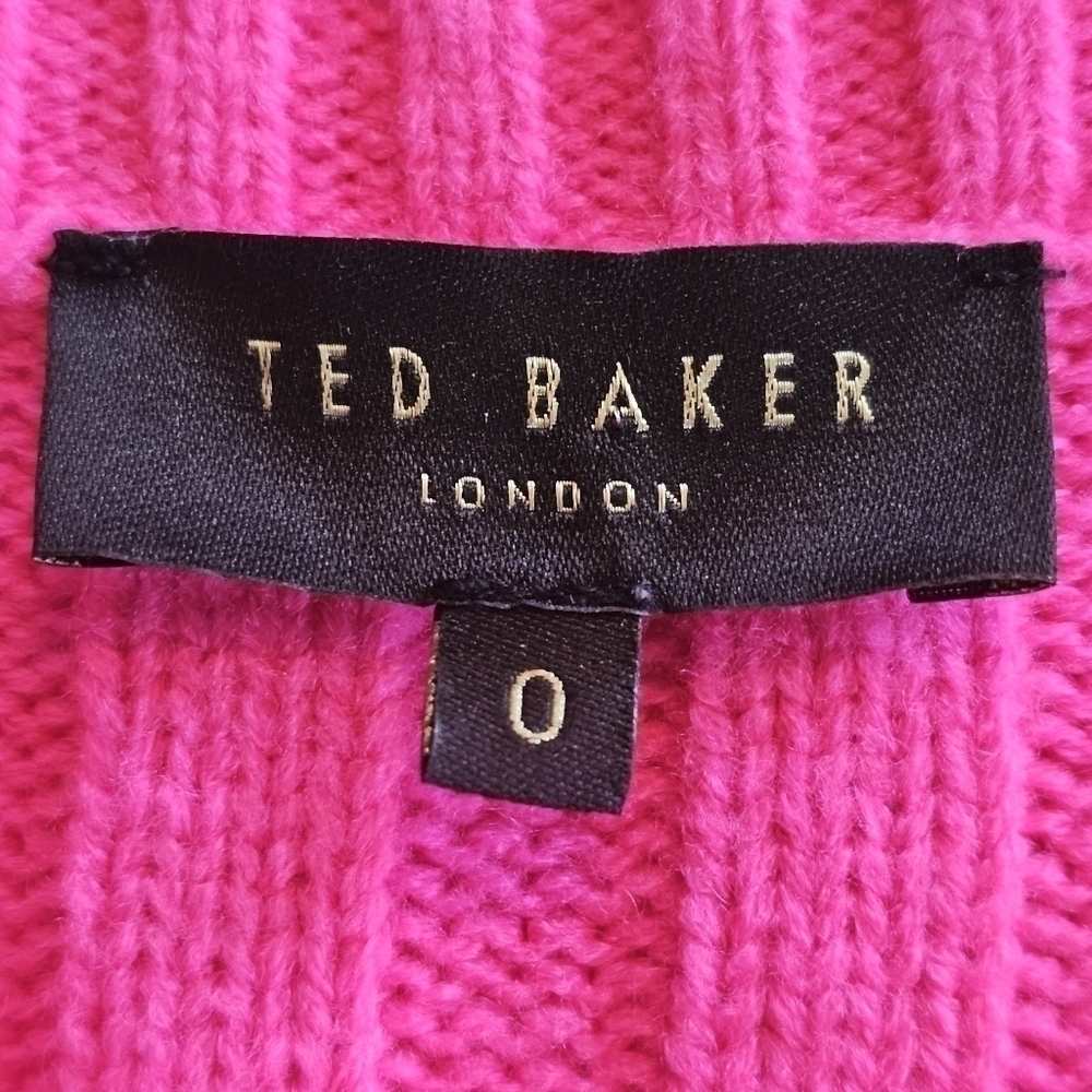 Ted Baker Daisuma Cable Knit Sweater Hot Pink Size 2 - Picture 14 of 16